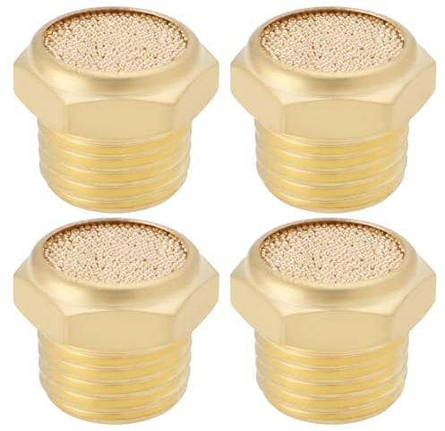 SG Store 4 Stück 1/4 Zoll NPT Gewinde Messing Pneumatischer Schalldämpfer Anschluss Messing Pneumatischer Schalldämpfer Schalldämpfer für Zylinder Ventile Kurbelgehäuse Getriebe Öltanks
