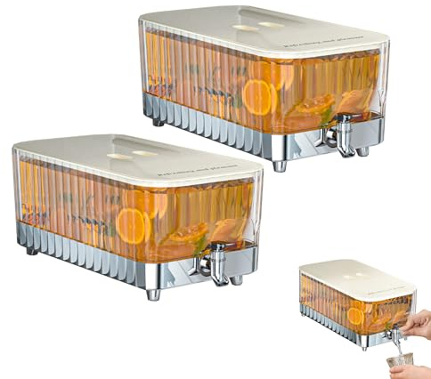 2X Dryckesautomat med Kran med en Kapacitet på 5,3L. Kylskåp Vattenkanna med Dispenser. Dryckesbehållare för Kylskåp. Vattendispenser med Kran.
