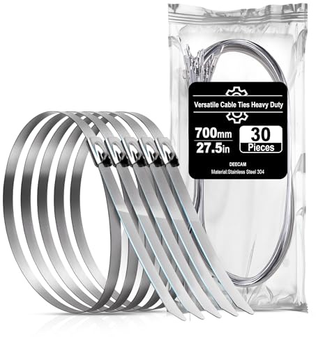 Serflex Inox Collier De Serrage 30 Pièces 700×10mm,Serre,Câbles Inoxydable Avec Attache Câblées Acier, Pour Échappement,Câbles Groupés，Clôtures Deecam Serre Cable Acier,Bande Thermique Echappement