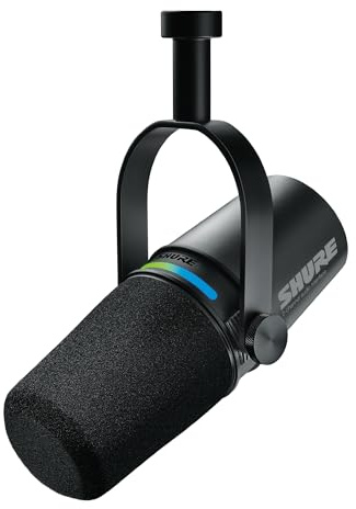 Shure MV7i Smart Microphone with Built-In Audio Interface - Podcast & Musician Mic with 2 Channels, XLR and 1/4, USB-C for Mac/PC/Phone, Advanced DSP Features, All-Metal Design, Auto Level Mode