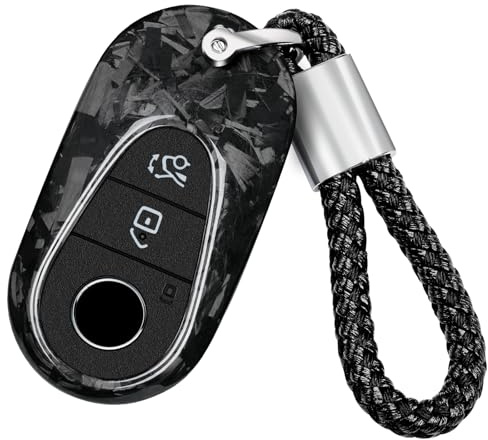 T-carbon schlüssel hülle Autoschlüssel Hülle kompatibel mit Mercedes Benz A B C E S Klasse G Klasse C Klasse 2020-2023 2024, Schlüsselhülle Cover Forged Black