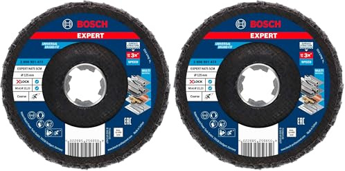 Bosch 1x EXPERT N475 SCM-Fächerscheibe, X-Lock (für Stahlbleche, Edelstahl, Ø 125 mm, grob, Professional Zubehör Kleiner Winkelschleifer) (Packung mit 2)
