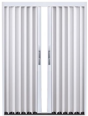 Aluminium-Scheunentür für Schlafzimmer/Esszimmer/Küche, Speisekammer, Faltschiebetür für Badezimmer, abschließbar, Einzel-/Doppelraumteilertür, weißes Aluminium-Finish, 151 x 203 cm