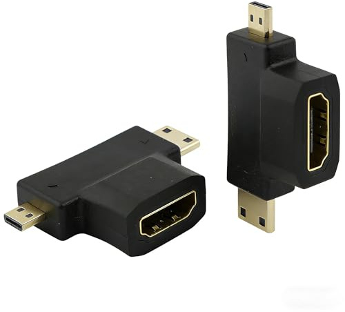 RHINORO 2 Pack, 2-in-1 Adapters for converting Standard HDMI to Micro Or Mini HDMI Cable, Support 4K @ 30Hz, for DSLR Mirrorless Digital Camera Projector