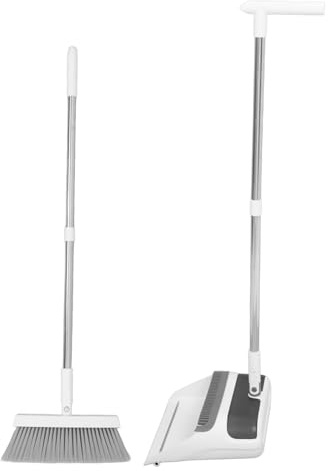 SOPOTUTU Garden Broom Outdoor Soft Bristle Broom Dustpan Set, , Long Handle, Ergonomic Handle, Wear Resistant, for Outdoor Use and Garages, Convenient Storage | Soft Bristle Design, Indoor Use, Shopping Mall Suitable, Convenient Storage and Wear Resistance