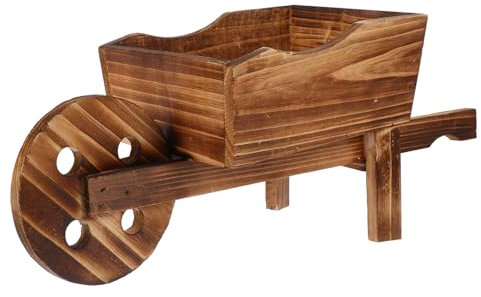 Abaodam Pot De Fleurs Bois Forme Chariot Pot Plante Décoratif Jardin Jardinière Vintage Brouette