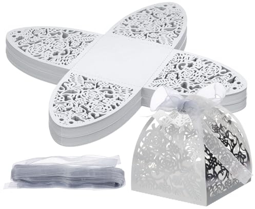 PATIKIL Geschenkboxen für Süßigkeiten, Party, Hochzeit, Muttertag, Ostern, Jahrestag, Weihnachten, Abschlussfeier, 50 Stück, reflektierendes Silber