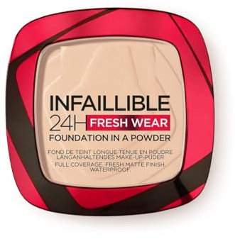Infallible 24H Fresh Wear Foundation in a Powder – 20 Ivory, 9g | Waterproof, Sweatproof, Transferproof | 24H Long-Lasting Matte Finish