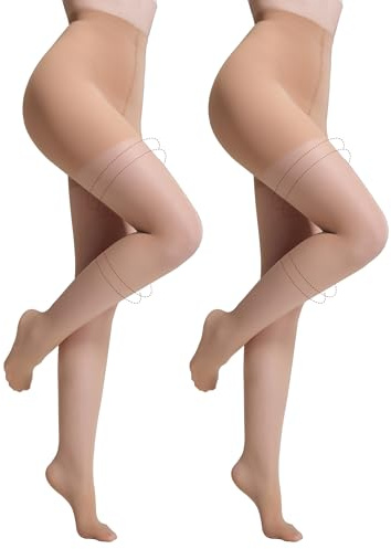 Yilanmy Kompressionsstrumpfhose Damen 30 DEN Transparent | 2 Paar Sanfter Stützstrumpfhose, atmungsaktiv & leicht, ideal für Arbeit & Reise