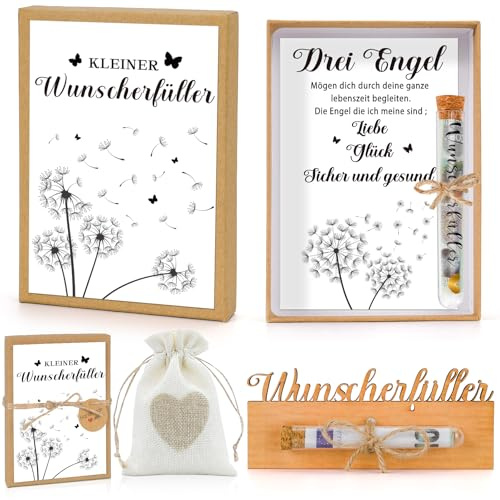Wunscherfüller für Kommunion/Konfirmation/Jugendweihe/Taufe, Geschenkbox skarte Wunscherfüller Holzkarte Reagenzglas Glück verschenken für Männer Frauen