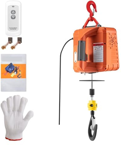 Cabrestante eléctrico de 500kg/1100lbs, grúa portátil, altura de elevación de 25 pies, Control remoto inalámbrico o por cable for transporte(Tape C)