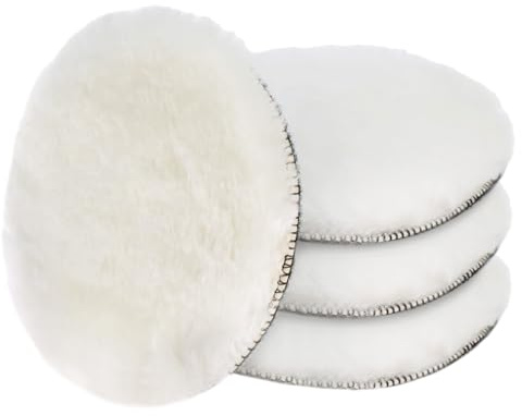 QWORK® set de 5 cabezales de lana de 150 mm para pulidora - almohadillas de pulido super suaves de 25 mm de grosor para amoladoras excéntricas