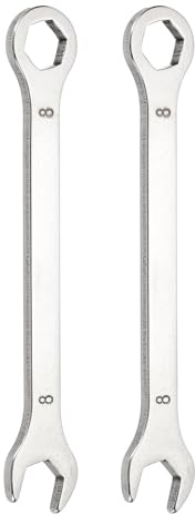 sourcing map 2 llaves combinadas superfinas de 8 mm, caja métrica de 12 puntos y llave inglesa de acero inoxidable de extremo abierto, herramienta de llave de doble extremo para reparación de tuberías