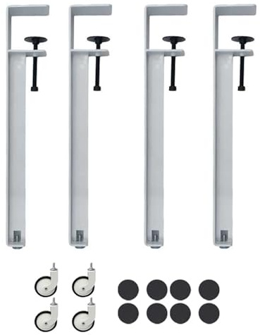 bacedifo F-förmige Metall Tischbeine Zum Festklemmen Handgefertigte DIY-Lösung Keine Bohrungen Für Die Mobile Installation Erforderlich mit Rollen Und Verstellbaren Rutschfesten Polstern Höhe 15.7