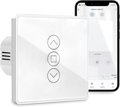 Smart Rolladenschalter, WLAN Rolladen Zeitschaltuhr, WLAN Rollladenschalter Benötigt Nullleiter, Jalousien Schalter Zeitschaltuhr und Sprachsteuerung Kompatibel mit Alexa/Google Home/Smart Life(Weiß)