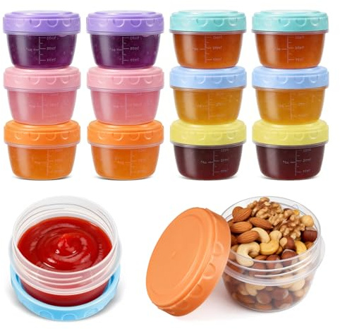 lompyeu 12 Stück kleine Gefrierdosen 79ML,Frischhaltedosen, Kleine Brotdose | Auslaufsichere Vorratsdosen,BPA-frei Mini Frischhaltedosen,stapelbar & wiederverwendbar, für Snacks,Saucen