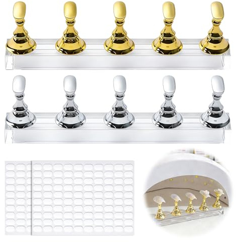 2 Pcs Support Magnétique pour Faux Ongles – Présentoir et Support de Pratique Nail Art, Support de Pratique de Pointe, avec 200 Autocollants