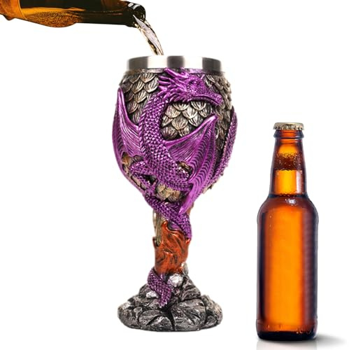 Genérico Copa de vino de dragón, cáliz de vino - Taza Medieval con Diseño de Dragones | Cáliz de copas de dragones, copa de cáliz medieval segura y creativa para beber a diario y decoración de
