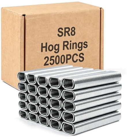 MIGUBIGU 2500 Pieces Hog Rings 20 mm, Sausage Cutter Clips Compatible with Fence Pliers, C-Type Clip Fence Clips for Gabions Fence, Wire Mesh, Pet Cages
