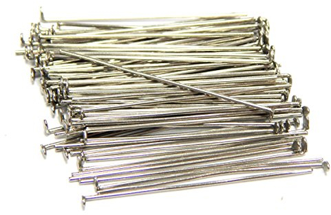 Perlin Kettelstifte Nietstifte 40mm x 0,7mm Versilbert Kopfstifte Perlenstifte Altsilber 350 Stk Prismenstifte M320