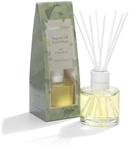 Hassett Green London - Black Forest Pine & Eucalyptus - Fragrance Oil Reed Diffuser - 100ml Glass Bottle with 8 Fibre Reeds