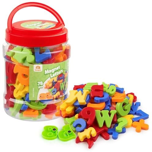Coogam Magnetische Buchstaben Zahlen für Kinder A-Z Alphabet Kühlschrankmagnete Pädagogische Spielzeug für Vorschule ABC Lernen (78 Stück)