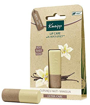 Kneipp, Bálsamo Labial Extra Care, Reparador, Protector e Hidratante de Labios con Efecto Prolongado, 100% Natural, con Manteca de Cupuaçu y Extracto de Vainilla, Aroma a Vainilla