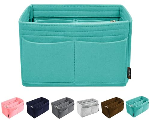 OMYSTYLE Purse Organizer Insert for Handbags, Felt Bag Organizer for Tote & Purse, Tote Bag Organizer Insert with 5 Sizes, Compatible with Neverful Speedy and More, Cyan, M