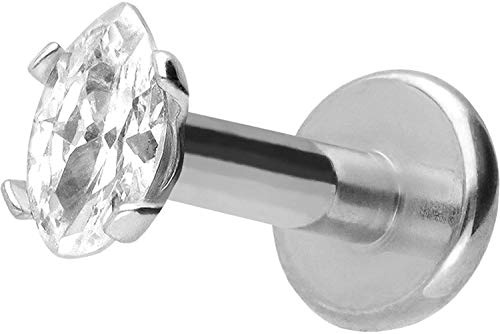 PIERCINGLINE Titan Labret Stecker Innengewinde | EINGEFASSTER KRISTALL TROPFEN | Piercing Lippe Nase Ohr | Farb & Größenauswahl
