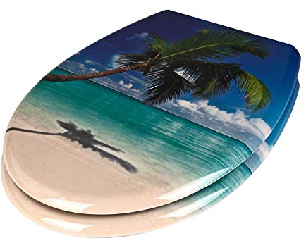 Stabilo-Sanitaer WC-Sitz mit Absenkautomatik 'Beach & Palm Tree' Klodeckel Klobrille 3D Optik verschiedene Motive