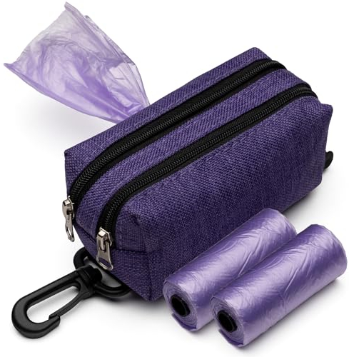 Premium Dog Poop Bag Holder for Leash - Convenient Dog Poop Bag Dispenser with Durable Design - Stylish Accessory for Easy Cleanup - Ideal for Dogs, Puppies, and Outdoor Walks - Purple