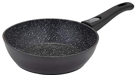 RESTO Padella da 20 cm profonda wok in alluminio forgiato con rivestimento antiaderente in marmo a quattro strati – manico rimovibile – adatto a tutti i piani cottura, anche a induzione