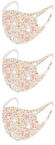 AMDOLE Jinchan Kindmẵske 3 Stück Baumwoll Stoff Mund-schutz, Doppelschicht Osterhasen Drucken Komfortabel Mund und Nasenschutz, Atmungsaktive Bandana Waschbar Wiederverwendbar Halstuch