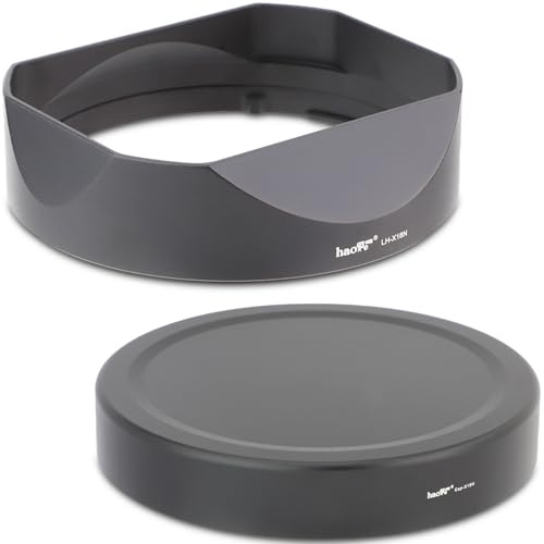 Haoge LH-X18N Bajonett-Gegenlichtblende aus Metall, quadratisch, für Fujifilm Fuji XF 16-80 mm F4 R OIS WR, Fujinon XF16-80mmF4 Objektivblende mit Metallkappe