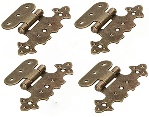 KOTARBAU® 4er Set Dekoratives Scharnier für Schrank Asymmetrisch Retro-Scharnier Antik Patina