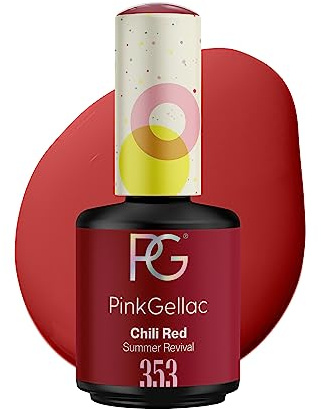 Pink Gellac UV-gel nagellack – 353 chiliröd 15 ml – shellac nagellack röd – gel nagelpolish – gelnagellack för UV-lampa – lätt att använda gellack – UV nagellack tillverkat i Holland