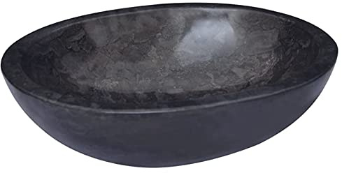 Tidyard Lavandino,da Bagno,Appoggio,Design,Ovale,in Marmo,Colore Nero,53x40x15 cm,Lavabo da Bagno Appoggio,Lavandino Ovale,Lavabo Ovale,Lavandino in Marmo,Lavandino d'Appoggio