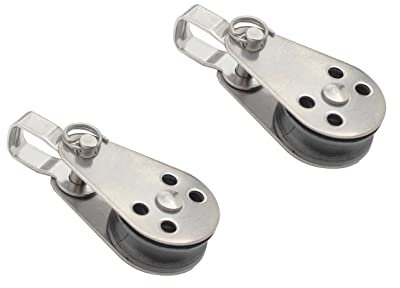 Lot de 2 poulies à roulement en acier inoxydable pour voilier, yacht, mât de drapeau
