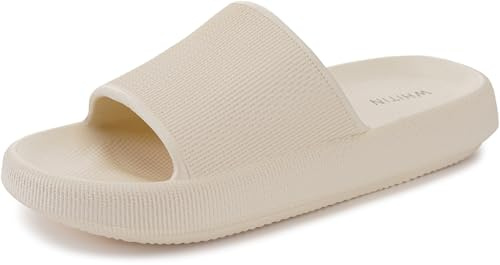 WHITIN Women's Slides Cushioned 6-7 Thick Sole Slippers Home Wear Beige