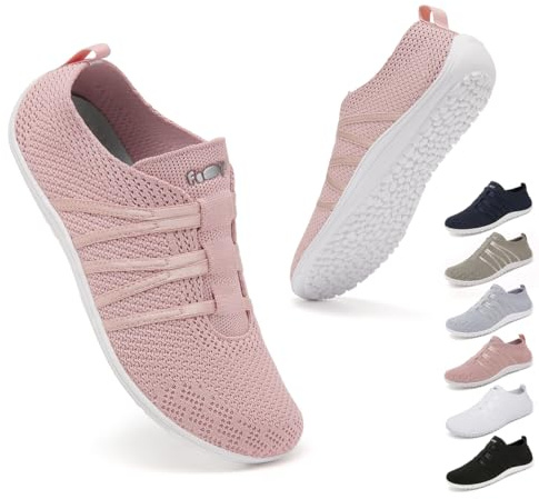 Geweo Unisex Barfota Skor Dam Herr Minimalistiska Traillöparskor Träningsskor Löparskor Barfotaskor Slip On Sneakers Zero Drop Soles Rosa 37EU
