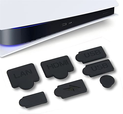 Copertura set di spine antipolvere in silicone per PS 5 per Playstation 5, porta di interfaccia USB HDMI Host del gioco,kit di accessori per la protezione antipolvere della console per videogiochi