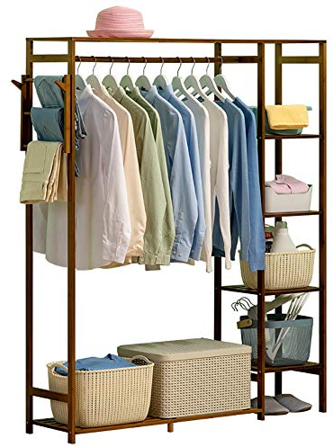 NATWEE Garderobe Kleiderständer Kleiderständer aus Holz mit Regalen Kleiderstangen Schuh- und Hutablage Kleiderorganisator / 123X30X145Cm It's so Kind of You