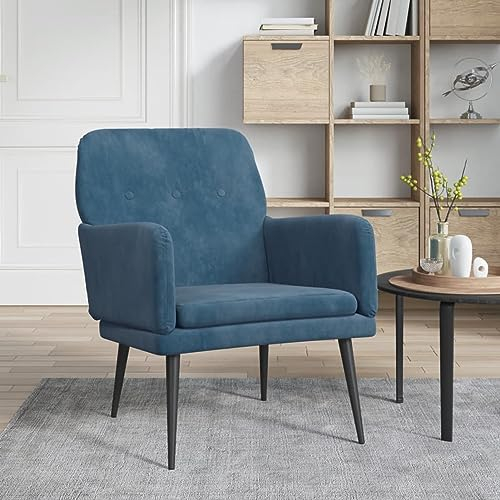 Homgoday Fåtölj TV-fåtölj, loungefåtölj, relaxfåtölj, TV-fåtölj, enkelsoffa, läsefåtölj, vilstol för vardagsrum, sovrum, blå, 62 x 79 x 79 cm sammet