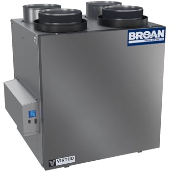 Broan B160E75RT AI 133 CFM Wall or Ceiling Mounted Energy Recovery Ventilator with Top Ports and LCD Screen - N/A