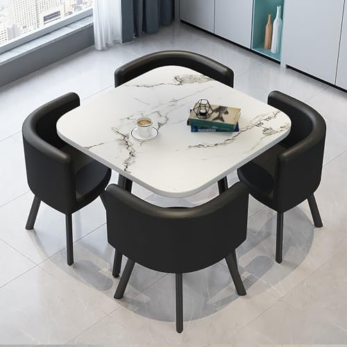BYJSJY Esstisch Mit 4 Stühlen Set,Konferenztisch,Esstisch Und Stühle,Esstisch Set,Besprechungstisch Mit Stühlen,Verkaufsbüro,Geschäfte,Besprechungen,Platzsparende Möbel 80cm (Color : A2)