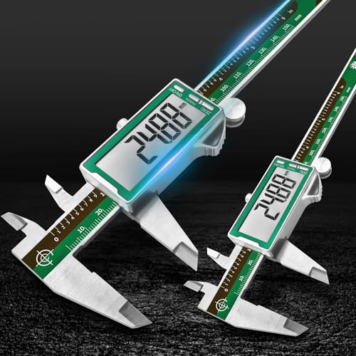 2 Stück Wanoore Digitaler Messschieber, 150mm/6 Zoll Präzision Schublehre Digital Edelstahl, Industrielle Messwerkzeuge großem LCD-Display Digital Caliper Tiefenmesser für Außen-Innen-Stufen&Tiefenmaß