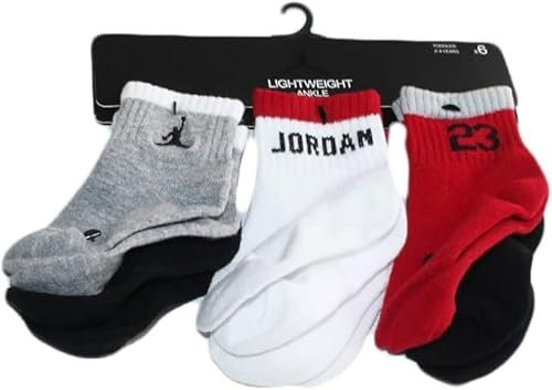 JORDAN Nike Air Baby Jumpman Lightweight Socks 6er Pack, Schwarz/Rot/Weiß/Grau, 6-12 Monate