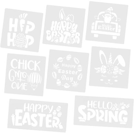 VILLFUL DIY Liefert 8 Ostern-vorlage Wohnkultur Heimzubehör Multifunktionsvorlagen Zarte Sprühschablonen Ostern Malvorlage Fensterdruckschablonen Dekorative Gemälde Graffiti Plastik