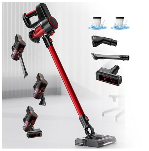 Aspiradora Fregona Sin Cable 5 in 1 Menor Ruido,Luces LED,Depósito 200 Ml, Fregona Electrica Sin Cable Fregona Electrica para Alfombra Pelo Mascota Suelo Sofá Cama de Colchón