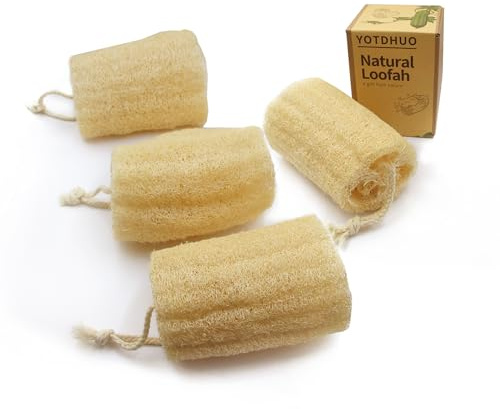 4.7 Natural Loofah Exfoliating Body Scrubber(4Pack),Real Luffa Sponge for Women and Men in Shower